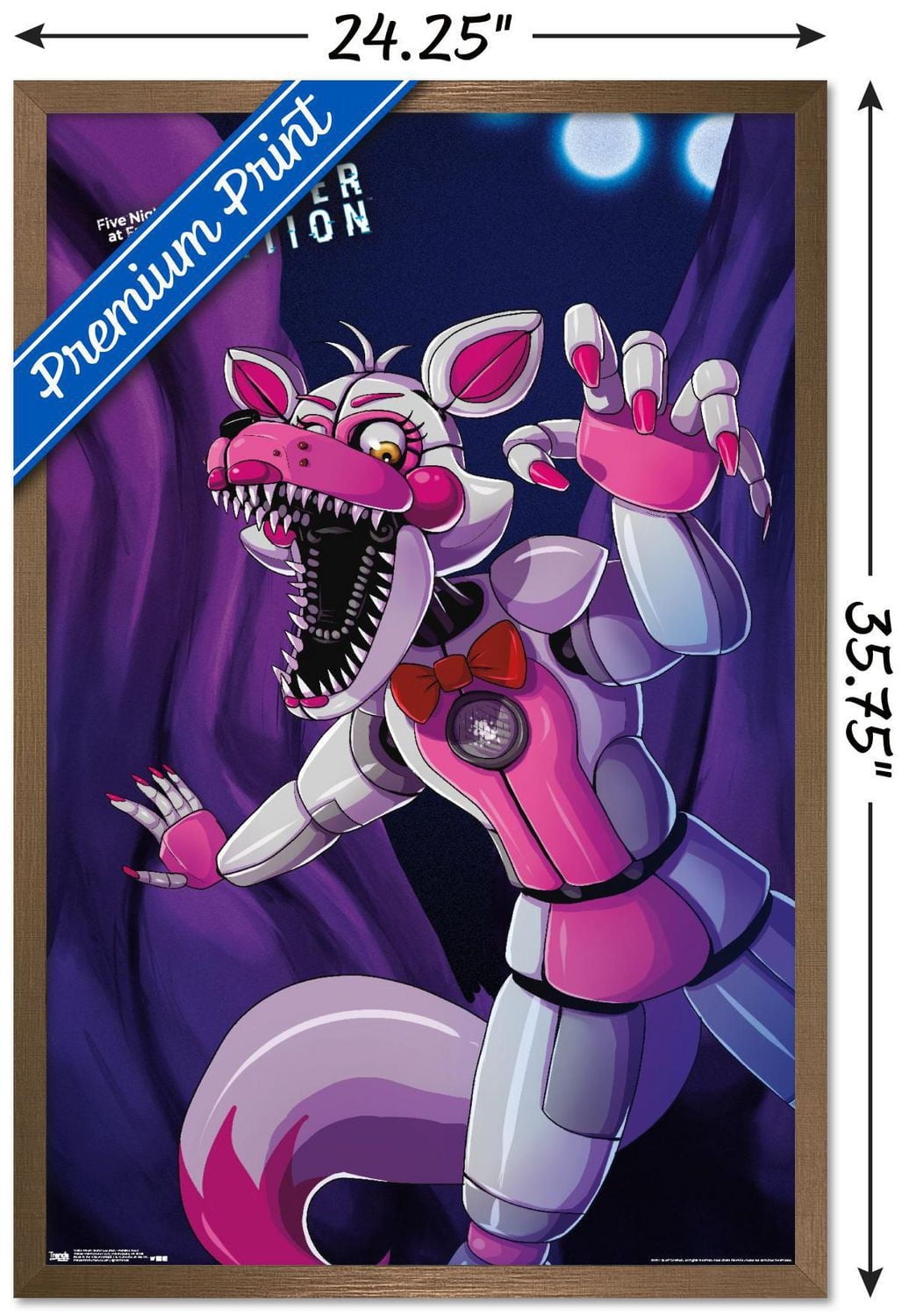 Five Nights at Freddy's: Sister Location - Funtime Foxy Wall Poster, 14.725" x 22.375" Framed
