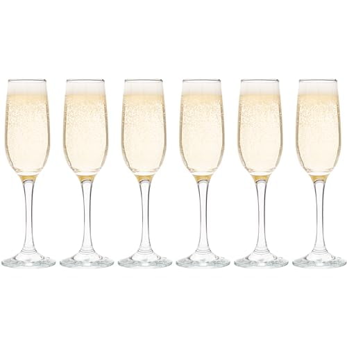 Vikko Champagne Flutes, 7.25 Ounce Toasting Champagne Flute, Crystal Clear Champagne Glasses, Set of 6 Elegant Sparkling Wine Glasses