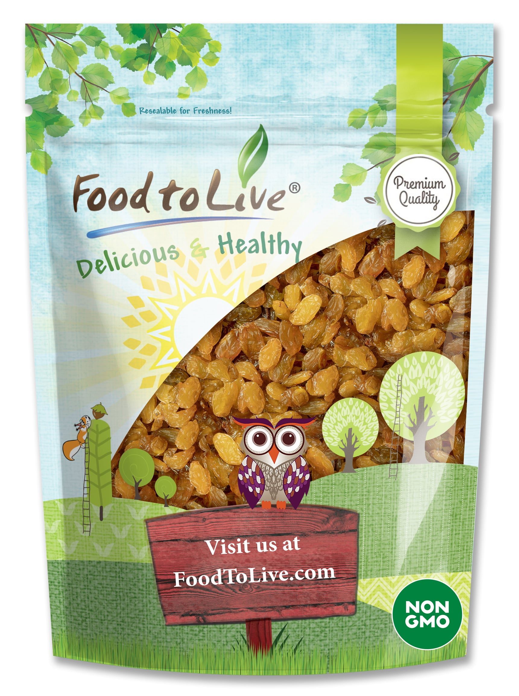 Golden Jumbo Raisins, 1.5 Pounds — Raw, Vegan, Kosher — by Food to Live