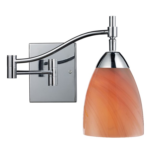 ElkGroup International 10151/1PC-SY Celina 1-Light Swingarm Sconce In Polished Chrome And Sandy Glass