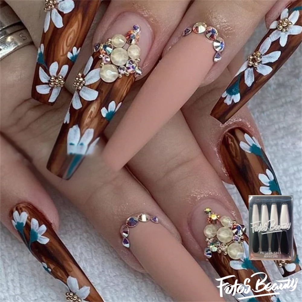 C-Curve Long Coffin Butterscotch Nails | The Nailest