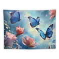 thumbnail image 5 of Butterfly Tapestry Tulips Floral Aesthetic Butterfly Nature Plants Spring Fairy Tale Blue Room Decor Wall Art Backdrop for College Bedroom Living Room Decorations Tapestry, 5 of 6