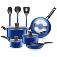 thumbnail image 1 of SereneLife 11 Piece Pots and Pans Non Stick Kitchenware Cookware Set, Blue, 1 of 7