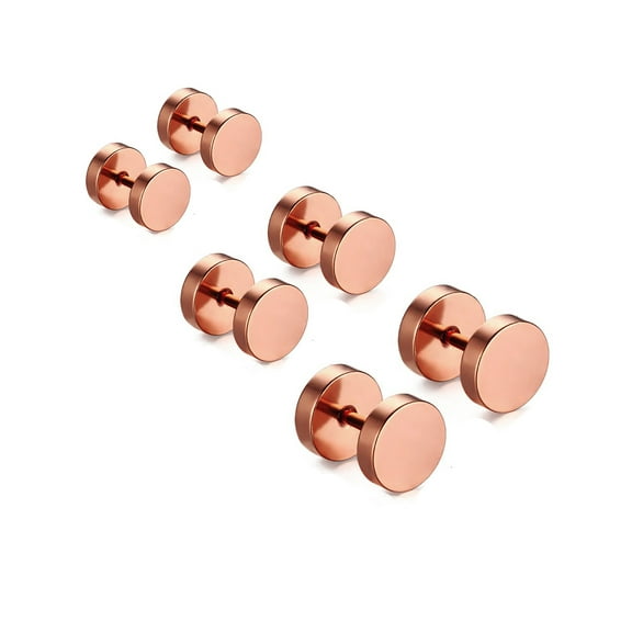 Stainless Steel Women/Men Stud Earrings Dumbbell Ear Piercing Plugs 3 Pairs
