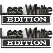2 Pcs Less White Edition Emblem Car Side Rear Front Hood Trunk Door Fender Bumper Metal Badge 3D Decal Sticker Fit