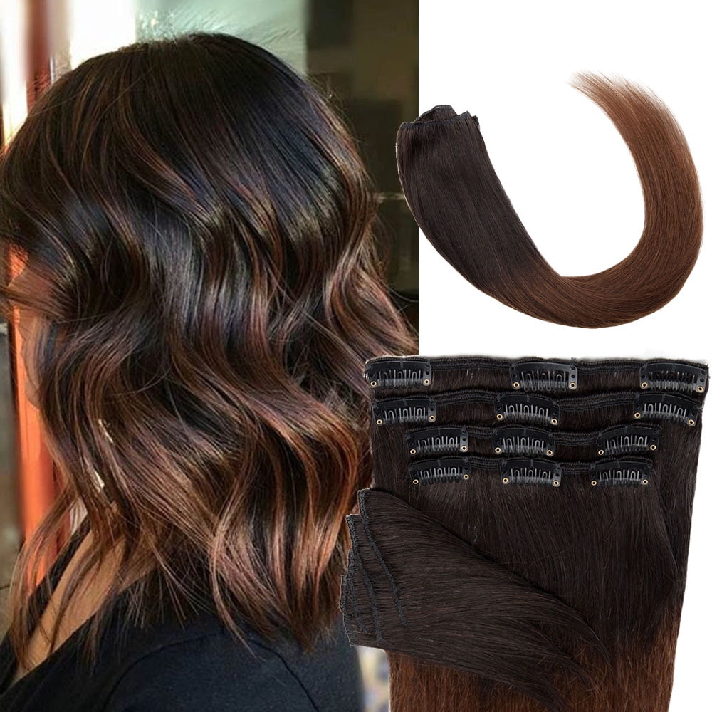 SEGO Human Hair Clip In 100% Remy Human Hair Extensions 8PCS 18 Clips Virgin Human Hair Natural Smooth Full Head