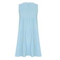 thumbnail image 5 of BRGZLK Women's Summer Dresses Fashion Sleeveless Ruffle Boho Flowy Plus Size Linen Loose Round Neck Solid Color Knee Length Dress Light Blue S, 5 of 5