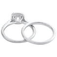 thumbnail image 4 of 14K White Gold Lab Created Solitaire Diamond Cushion Halo Bridal Set 1.50 CT, 4 of 5