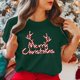 thumbnail image 5 of Gibobby Tops navideños para Mujer Camiseta de manga corta con cuello redondo y estampado de Navidad para mujer(Verde,M), 5 of 5