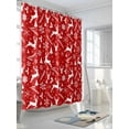 thumbnail image 3 of Fsddascl Red Christmas Shower Curtain Set - Extra Long 72" x 96" Washable Bathtub Curtain with 12 Hooks, Xmas Snowflakes Winter Pine Tree Deer Waterproof Fabric Stall Shower Curtains for Bathroom, 3 of 6