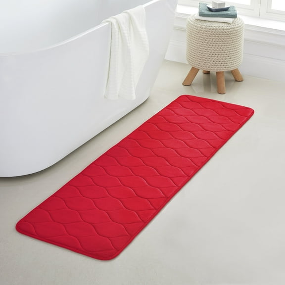 Bath Runner Oval Design Memory Foam Bathroom Rug Non-Slip PVC Backing