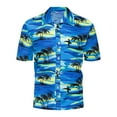 thumbnail image 3 of Men Clearance LYXSSBYX Big and Tall Mens Shirts Short Sleeves Clearance Men's Hawaiian Print Lapel Short Sleeve Shirt, 3 of 7
