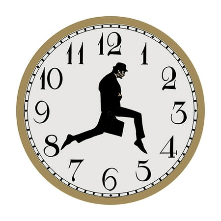 Silly Walk Wall Clock, Wooden Wall Clock with Silent Sweep Movement, Creative Time Merchant Design for Living Room Bedroom, 25cm Brown