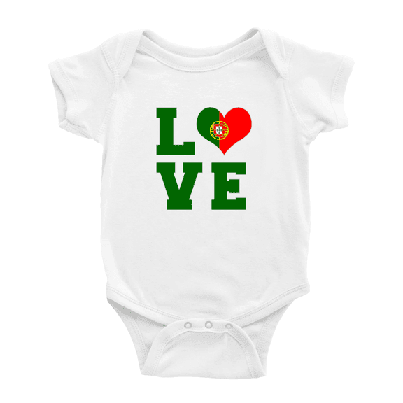 Love Portugal Flag Heart Baby Romper (White, 18-24 Months)