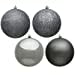 thumbnail image 3 of Vickerman N591587DA 6 in. Pewter 4 Finish Assorted Color Christmas Ornament Ball - 4 per Bag, 3 of 3