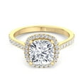 thumbnail image 2 of Oceana - Moissanite Cushion Cut Lab Diamond Halo Engagement Ring with Sidestones, 2 of 4