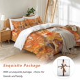 thumbnail image 7 of Orange Leaves and Squirrel Bedding Duvet Cover Set Twin Size 4 Pieces Fall Maple Leaf Thanksgiving Bedding Set with Zipper Closure, 1 Comforter Cover 68x86 Inches 1 Flat Sheet & 2 Pillow Cases, 7 of 7