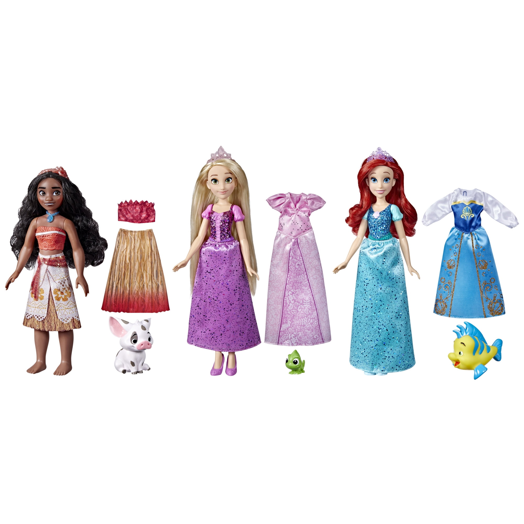 Ariel & Rapunzel NEW Disney Princess Royal Dress Up Doll Set 3 x 11" Belle 