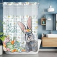 thumbnail image 6 of Happy Easter No Hooks Shower Curtain with Snap-in Liner Spring Floral Rabbit Colored Eggs Green Plaid Shower Curtains for Bathroom, Waterproof, Easy Install, Washable 60"x72", 6 of 9