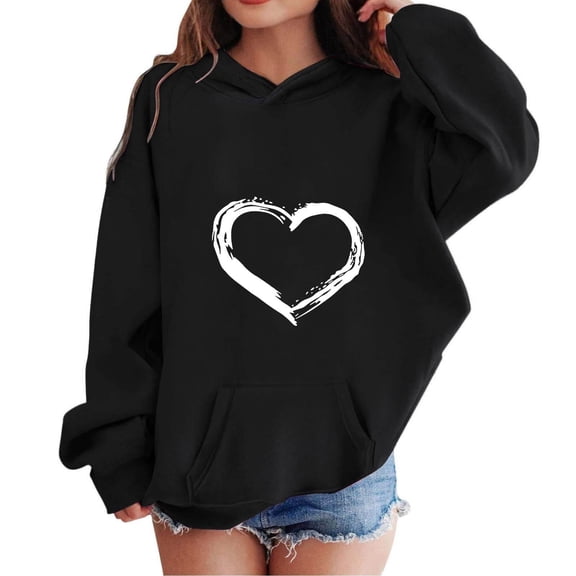 Byoo Hoodie Sweatshirts for Toddler Girl Oversise Heart Graphic Long Sleeve Hoody Top Cute Sweatshirt for Kids,4-5T