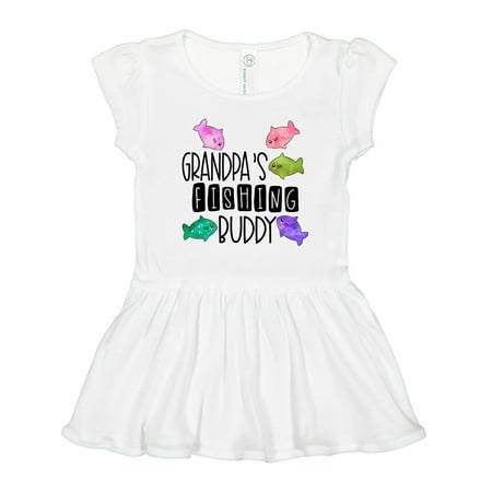 

Inktastic Grandpa s Fishing Buddy with Colorful Fish Gift Toddler Girl Dress