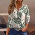 thumbnail image 2 of WTOBBY Women's Casual V-Neck Button Down Tee with 3/4 Sleeve, Daily Weekend Fashion Basic Tunic Top, Floral Print Henley Collar Comfort Fit Shirt,White S, 2 of 5