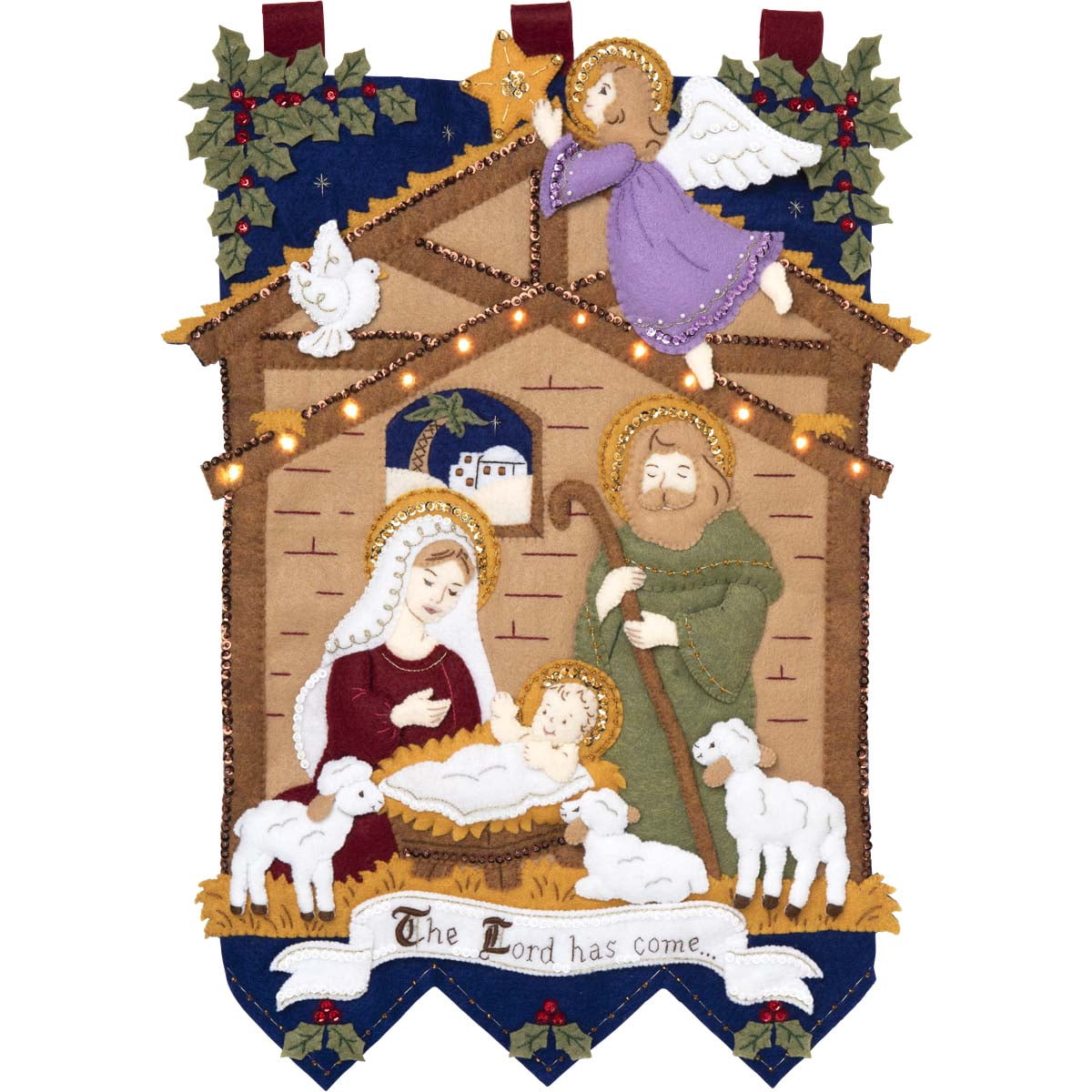 Bucilla Felt Applique DIY Holiday Wall Hanging Kit, Away in the Manger, 16" x 22"