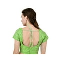 thumbnail image 4 of Sonakshi Fashion Green Women's Jacquard Readymade Partywear Indian Ethnic Saree Blouse Choli Top Short Sleeve, 4 of 5