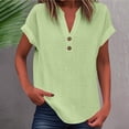 thumbnail image 3 of Lixiuxyad Women's V Neck Pure Color Casual T Shirt For Summer Everyday Wear Summer Tee Shirts,Green XL, 3 of 6
