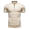 thumbnail image 2 of pstuiky Camisa de manga corta para hombre, Camisa informal de manga corta con cuello alto, bordado y cremallera de color liso para hombre camisas casuales para hombre xxl, 2 of 9