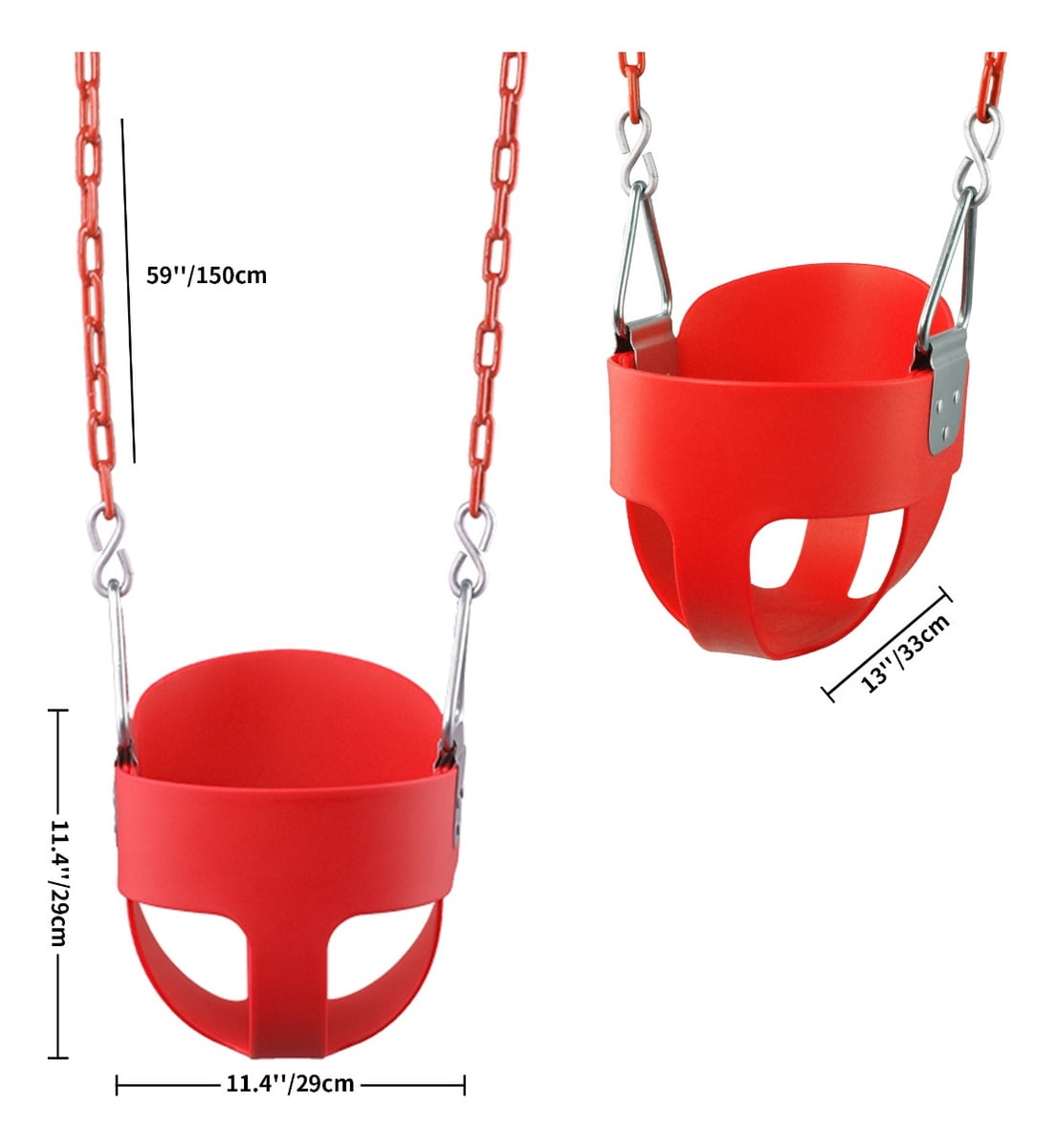 KINSPORY Toddler Swing Set, 59" Heavy-Duty Coated Iron Chains Baby Swing, High Back Full Bucket Infant Seat with Tree Straps, Backyard Outdoor Indoor