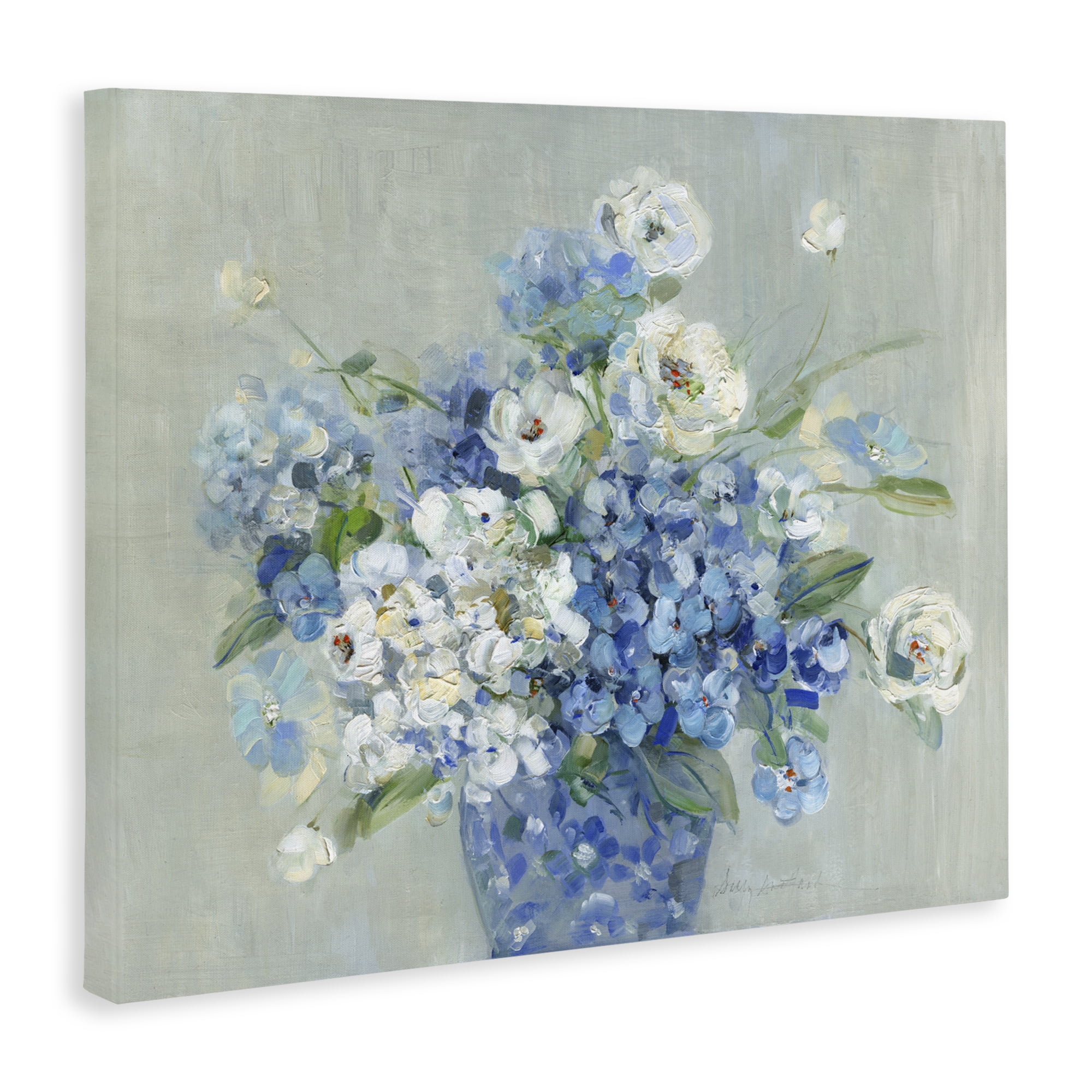 Stupell Industries Serene Blue And White Bouquet Canvas Wall Art, design by Sally Swatland