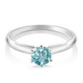 thumbnail image 2 of Gem Stone King 18K White Gold Blue Zircon Engagement Solitaire Ring for Women (0.85 Cttw, Round 5MM, Gemstone Birthstone, Size 6), 2 of 4