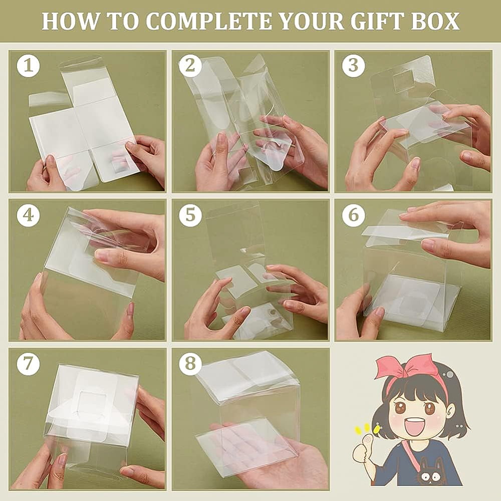 Plastic Easter Party Favor Box 3.5 x 3.5 x 3.5inch Transparent Gift Box Plastic Storage Container for Packaging Cube Birthday Wedding Party