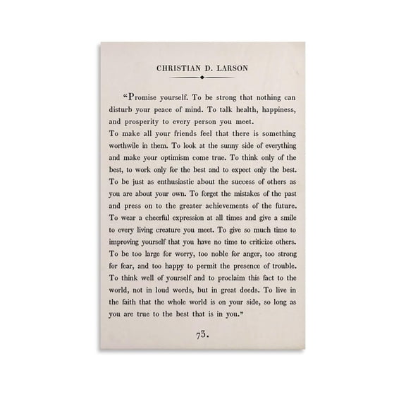 Christian D. Larson Quote Inspirational Classic Vintage Book Canvas Painting for Bedroom Living Room Decor