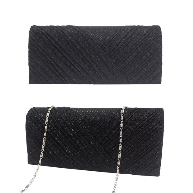 OULII Black Woman Evening Bag Lightweight Fashion Handbag for Night Out Dinner and Wedding