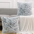 thumbnail image 3 of Luxury Soft Faux Fur Fleece Cushion Cover Pillowcase Decorative Throw Pillows Covers. No Pillow Insert. 18" x 18" Inch. Grey Ombre. 2 Pack, 3 of 5