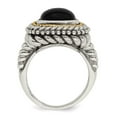 thumbnail image 6 of Sterling Silver Two Tone Silver And Gold Plated Sterling Silver w/Cabochon Onyx Ring Size 6, 6 of 6