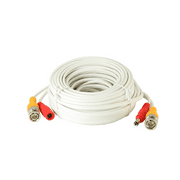 InstallerCCTV 60ft All-in-One Video and Power Extension Camera Cable with Connectors for CCTV Security Cameras - White