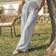 thumbnail image 5 of Womens Wide Leg Pants Plus Size New Women’s Striped Wide Leg Pants Elastic Waist Drawstring Palazzo Pants Loose Beach Vacation Pocket Casual Trousers, 5 of 9