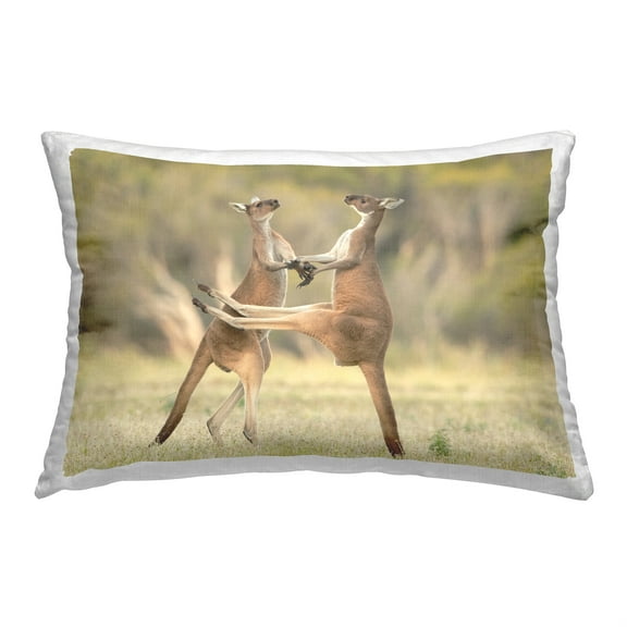 Stupell Industries Two Jumping Kangaroos Decorative Printed Throw Pillow, 14 x 20
