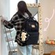thumbnail image 5 of Mochila de muy buen gusto con colgante de oso para estudiantes, mochila escolar de gran capacidad para niñas (negro), 5 of 8