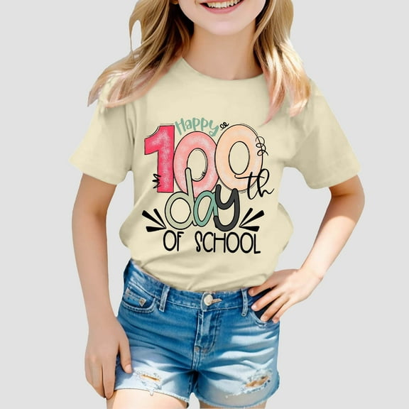 100 Days of School Shirt Back To School Season Loose Short Sleeve T Shirt School Days Tee Tops Boy Girl Summer Clothes Size 10-11