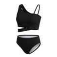 thumbnail image 3 of Ruyang Girls Solid Bikini Swimsuit One Wide Strap Cutout Waist Tops and Trunks Bathing Suit Summer Quick Dry Pool Swim Outfits, 3 of 8