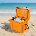thumbnail image 3 of 25QT Portable Insulated Hard Cooler with Bottle Opener, Cup Holder, Forming Ruler for Travel Beach Camping Fishing (Orange), 3 of 8