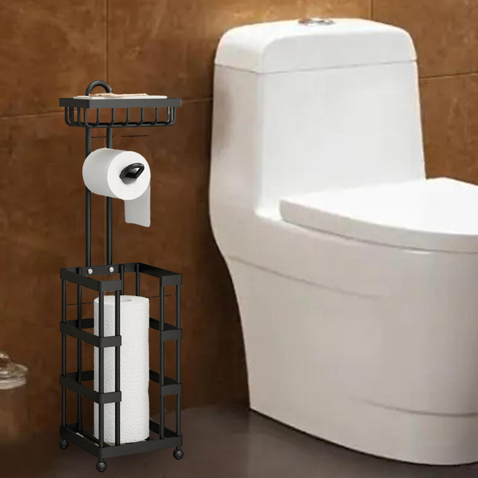 Fiocias Toilet Paper Holder Stand 3 Parts Strorage Carbon Steel Bathroom Accessories for Style A