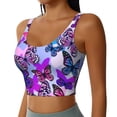 thumbnail image 2 of Fotbe Flying Butterflies Pattern Womens' Sports Bra Longline Wirefree Padded with Medium Support Sports Moisture-Wicking Workou Vest,Tank Top-Small, 2 of 7