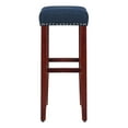 thumbnail image 4 of 29" Inch Upholstered Backless Saddle Seat Counter Stool, Cherry/Navy Blue, 4 of 6