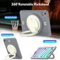 thumbnail image 5 of 8.3 inch iPad Mini 6 Case with Built-in Screen Protector, Kids Shockproof Heavy Duty Rugged 360 Rotating Handle Stand Protective Cover, Gray/Beige, 5 of 10