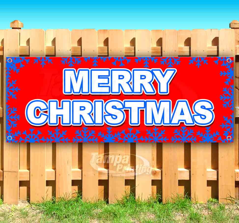 Merry Christmas 3 13 oz Heavy Duty Vinyl Banner with 4 Grommets